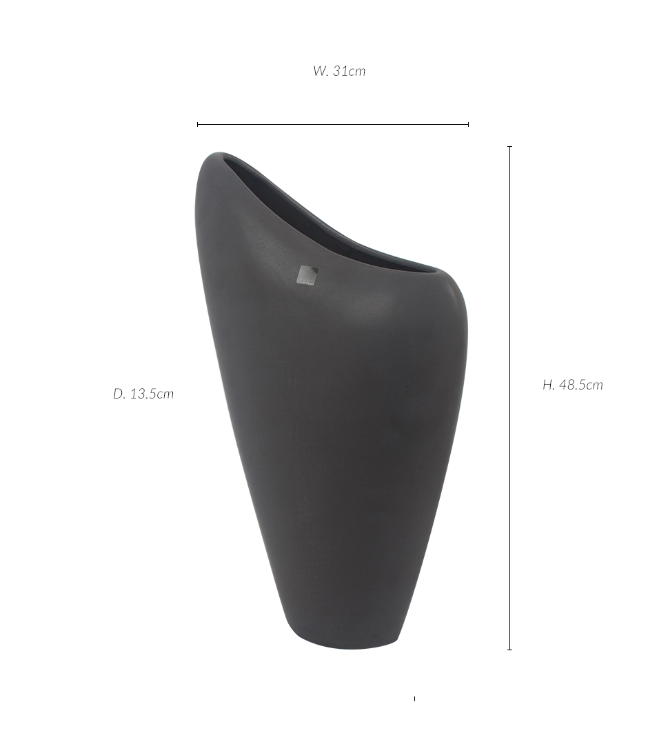 BOOMERANG VASE BS, Dark grey, 31 x 13.5 x 48.5cm, 3401