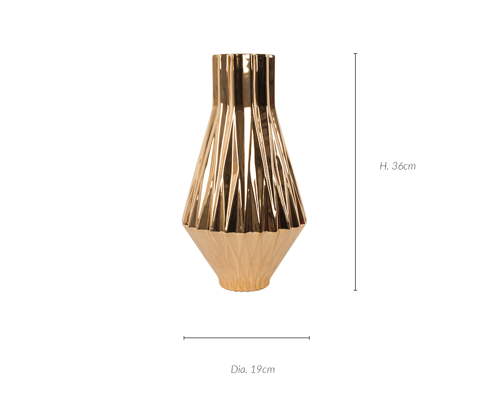 VASE NO1, Real 24K Gold, Dia. 19 x 36cm, HL001.VBT.VD02255