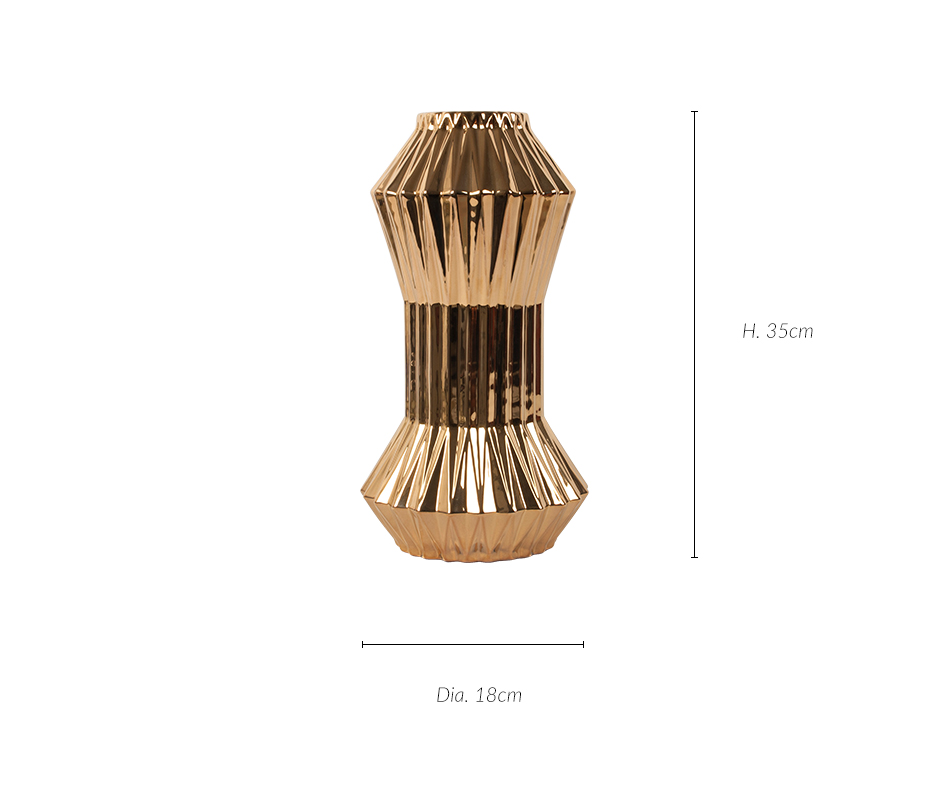 VASE NO4, Real 24K Gold, Dia. 18 x 35cm, HL004.VBT.VD02255
