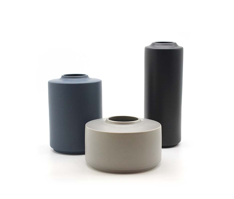 Cill Woody Vase Grey (S), Grey, Ø17.5×10.5cm, J2542