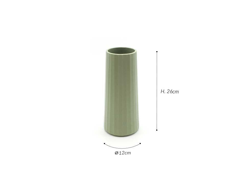 PILAR VASE (M), Green, Ø12×26cm, J2567