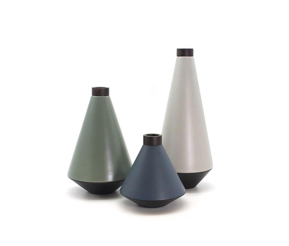 UFO Vase (L), Grey, Ø17×40cm, J2500