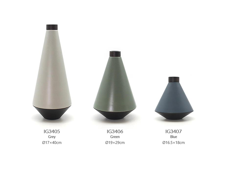 UFO Vase (L), Grey, Ø17×40cm, J2500