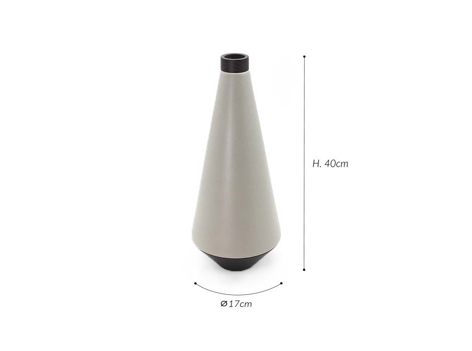 UFO Vase (L), Grey, Ø17×40cm, J2500