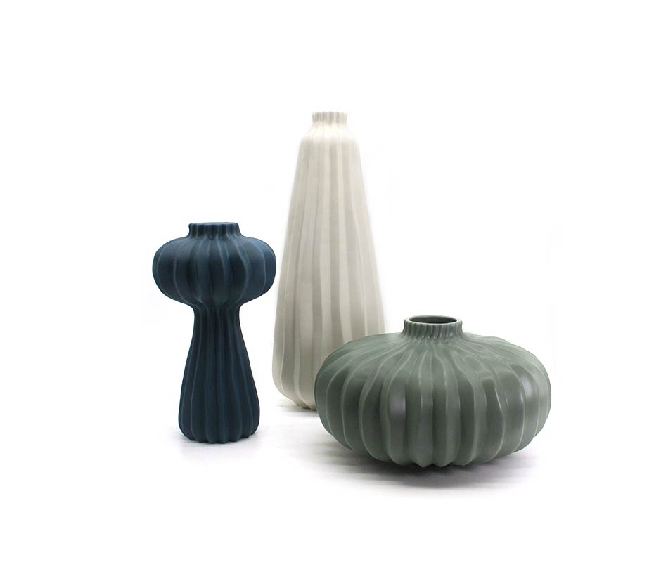 Artichoke vase flat, Mint, Ø32x19cm, J2597