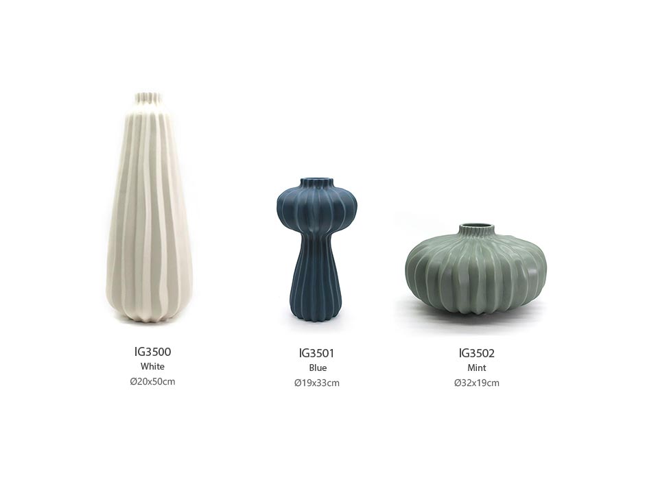 Artichoke vase flat, Mint, Ø32x19cm, J2597