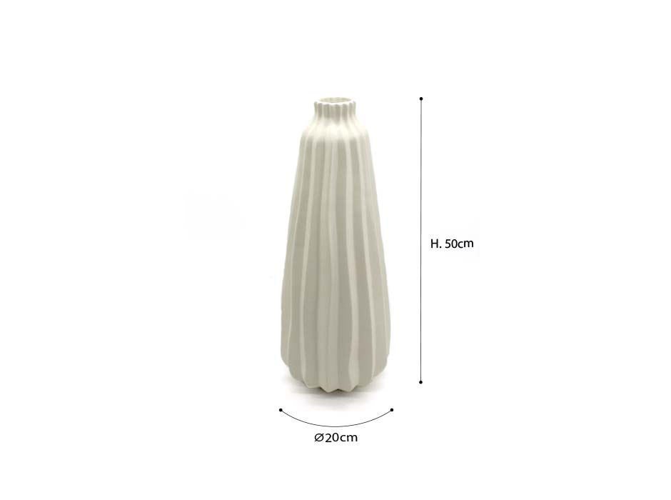 Artichoke vase bg, White, Ø20x50cm, J2595