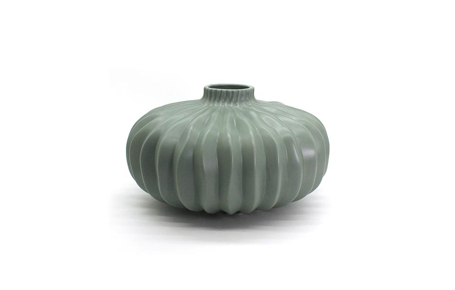 Artichoke vase flat, Mint, Ø32x19cm, J2597