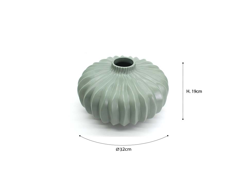 Artichoke vase flat, Mint, Ø32x19cm, J2597
