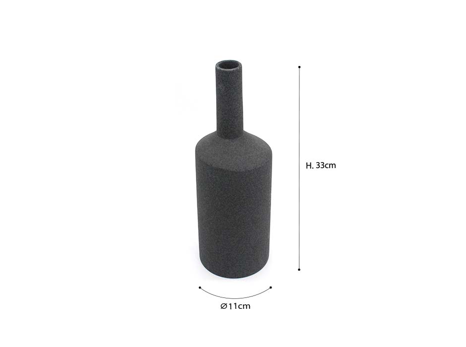 Bottle vase M, Dark grey, Ø11×33cm, J2494