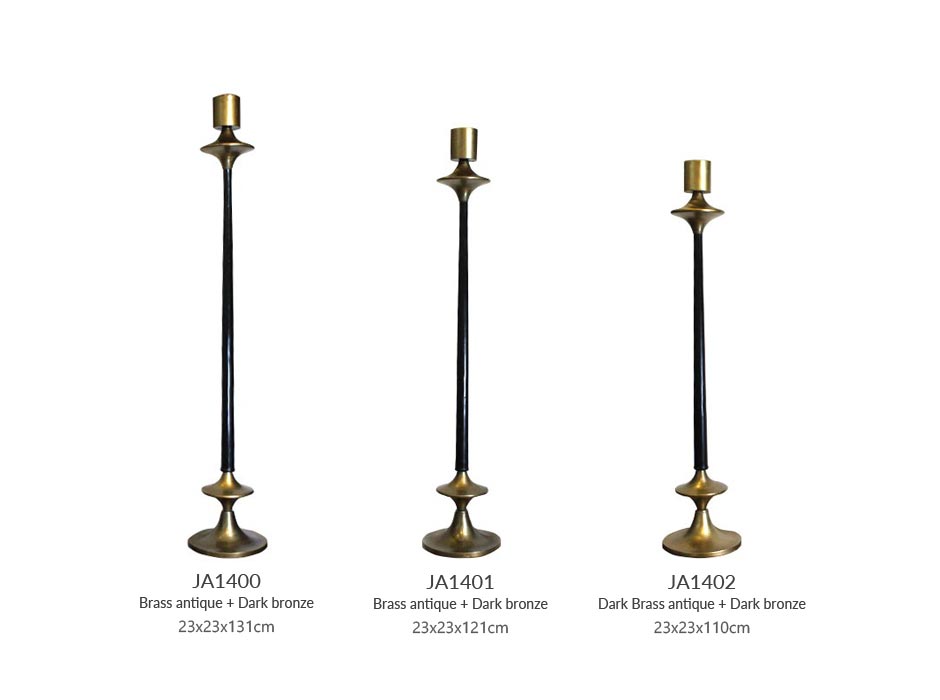 candle stand large, Brass antique + Dark bronze, 23x23x131cm, 22309-131
