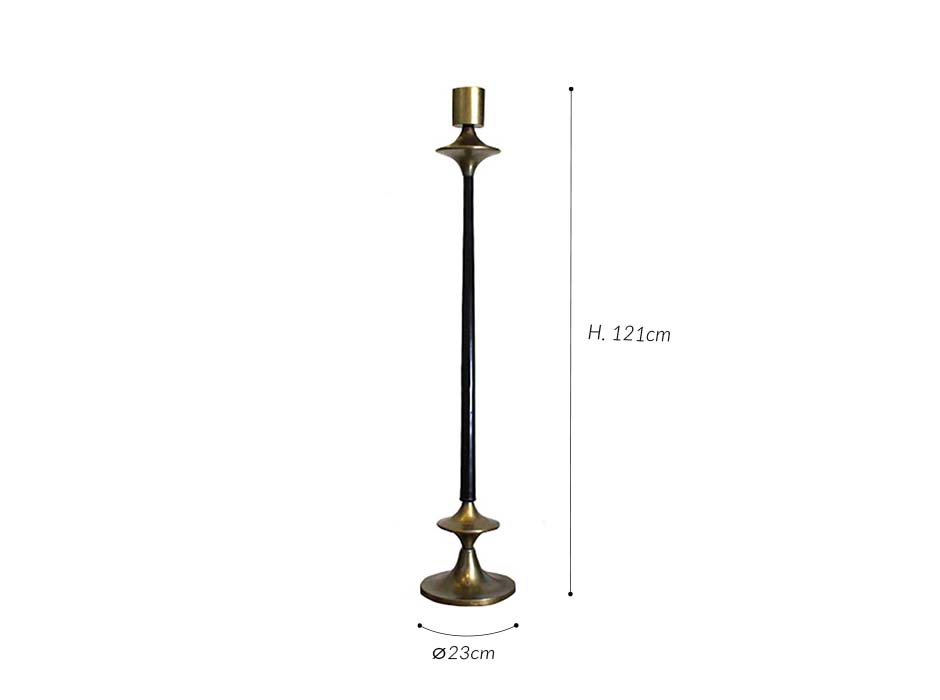 candle stand medium, Brass antique + Dark bronze, 23x23x121cm, 22309-121