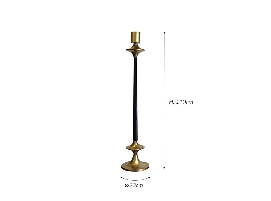 candle stand small, Brass antique + Dark bronze, 23x23x110cm, 22309-110