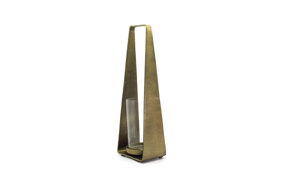 candle holder large, Brass antique + Glass, 20x13x60cm, 20852-59