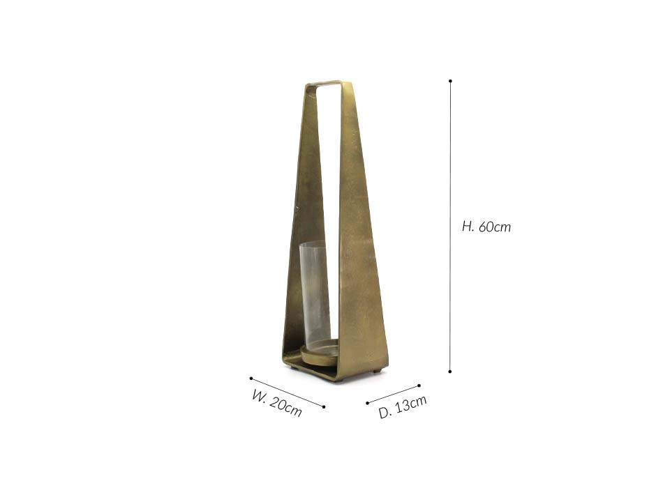 candle holder large, Brass antique + Glass, 20x13x60cm, 20852-59