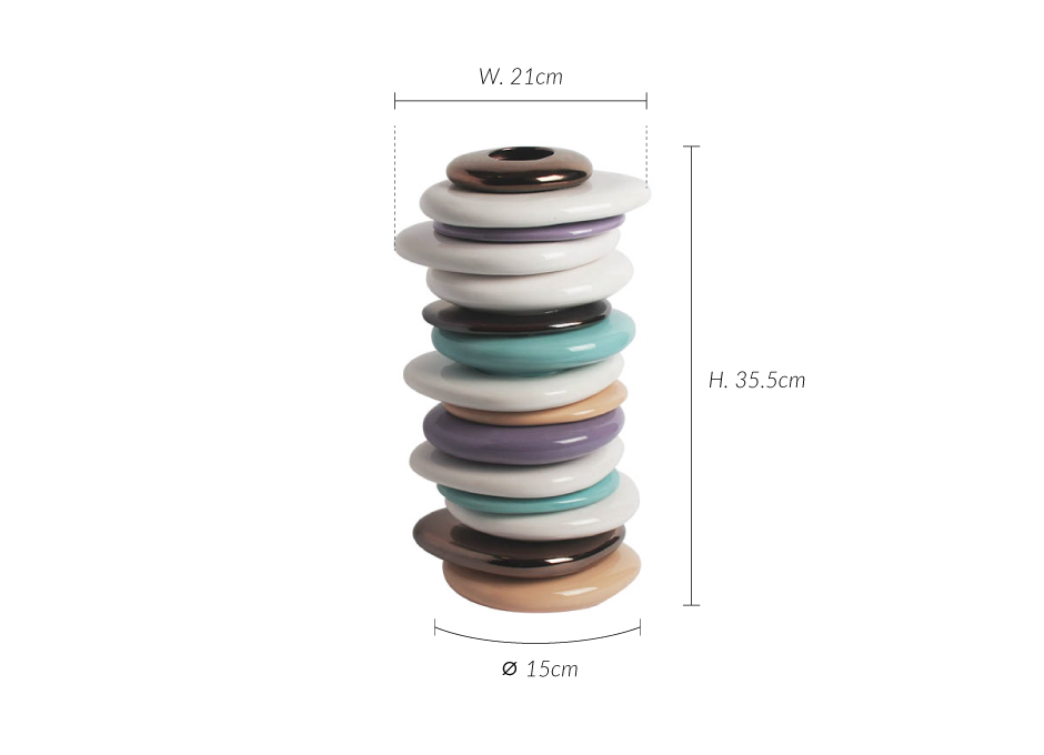Pebble Vase, Blue, 21x15x35.5cm, K11296