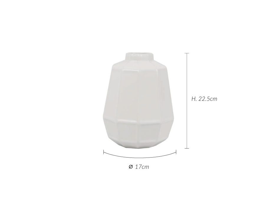 Angle Vase, White, 17x17x22.5cm, K11334