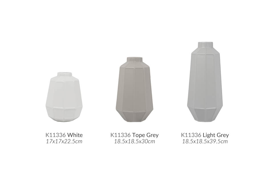 Angle Vase, Tope Grey, 18.5×18.5x30cm, K11335