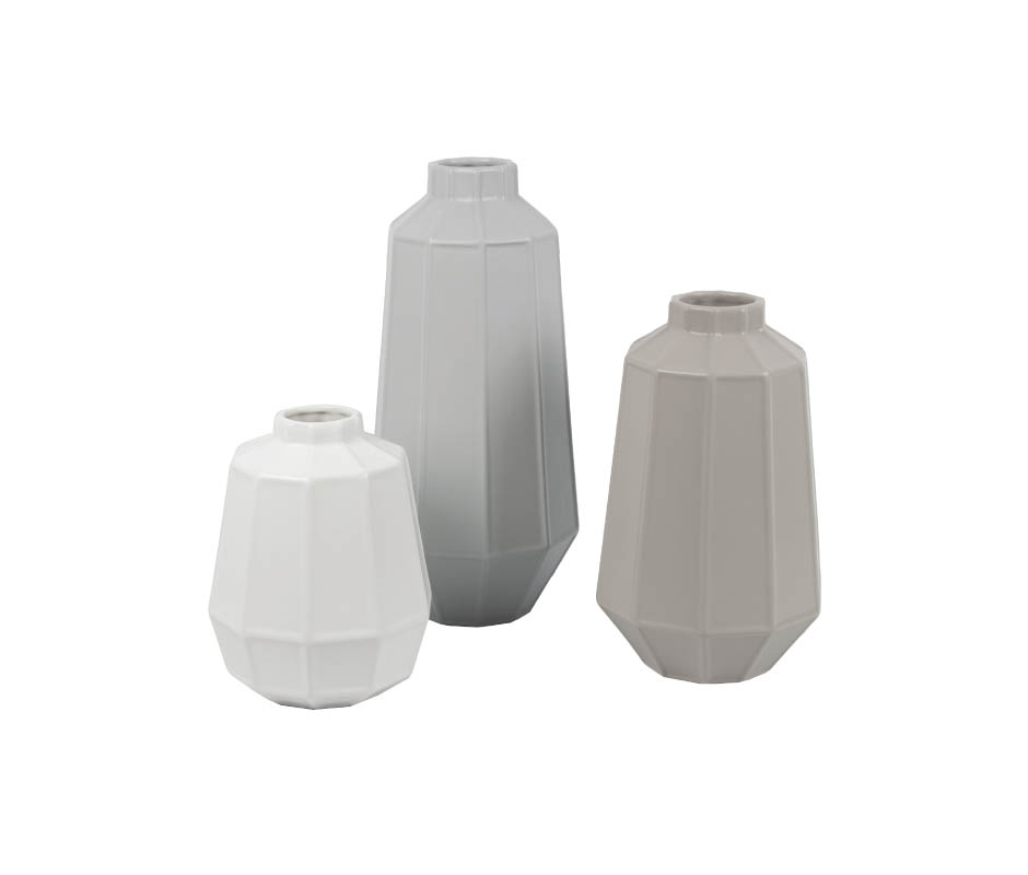 Angle Vase, Light Grey, 18.5×18.5×39.5cm, K11336