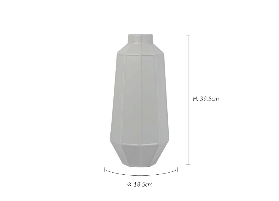Angle Vase, Light Grey, 18.5×18.5×39.5cm, K11336