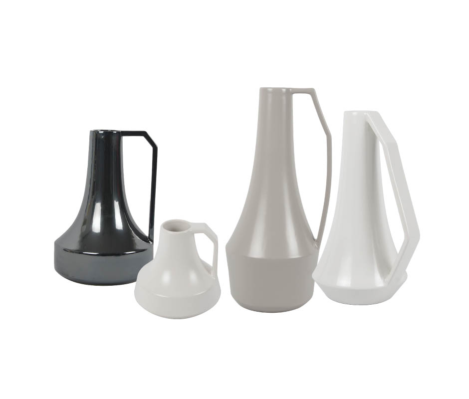 Handle Vase, White, 19x19x18cm, K11775
