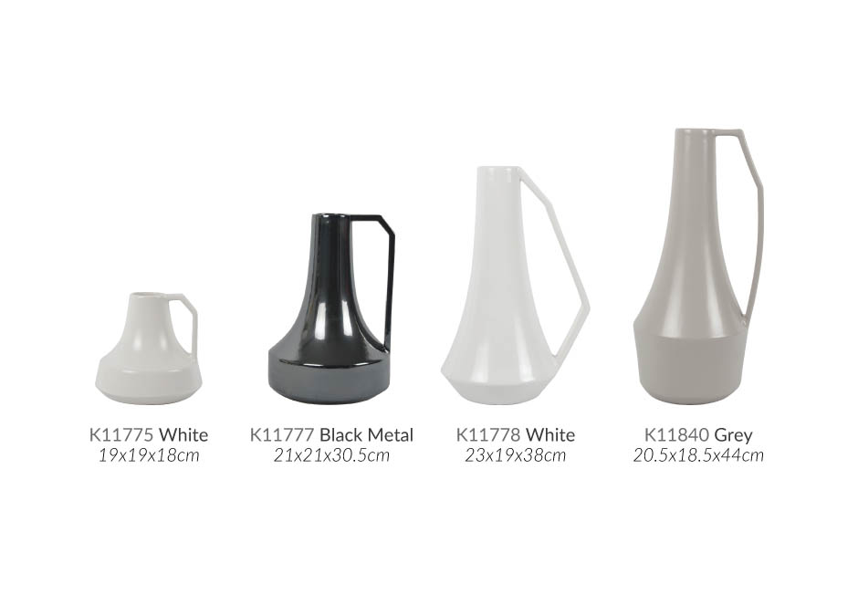 Handle Vase, White, 19x19x18cm, K11775