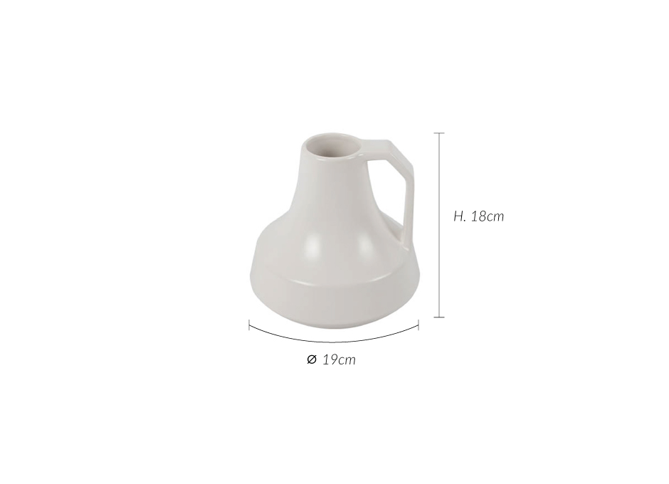 Handle Vase, White, 19x19x18cm, K11775