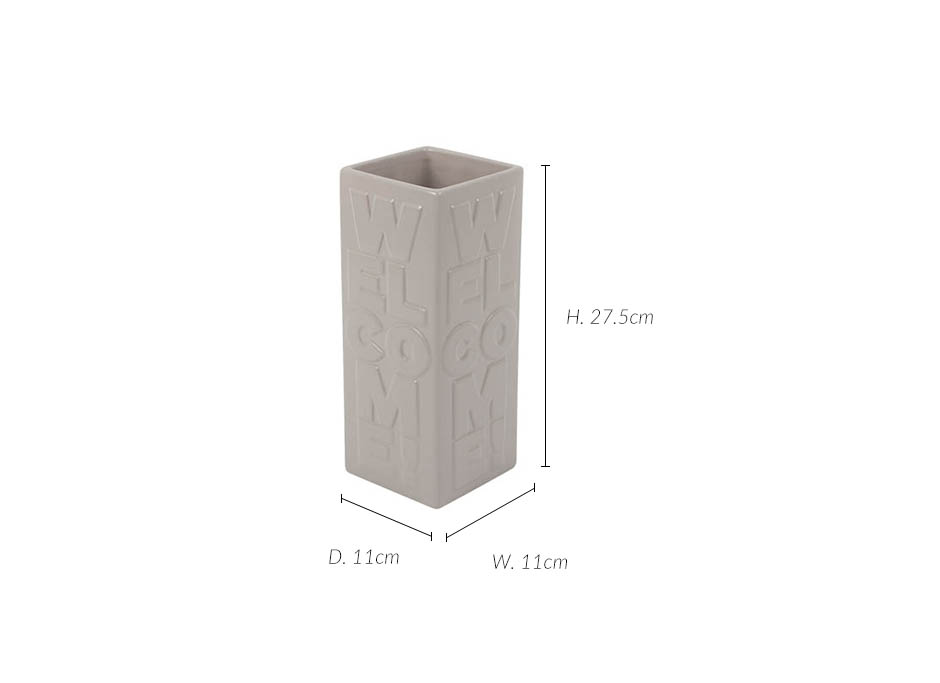 Alphabet Vase, Grey, 11x11x27.5cm, K12221