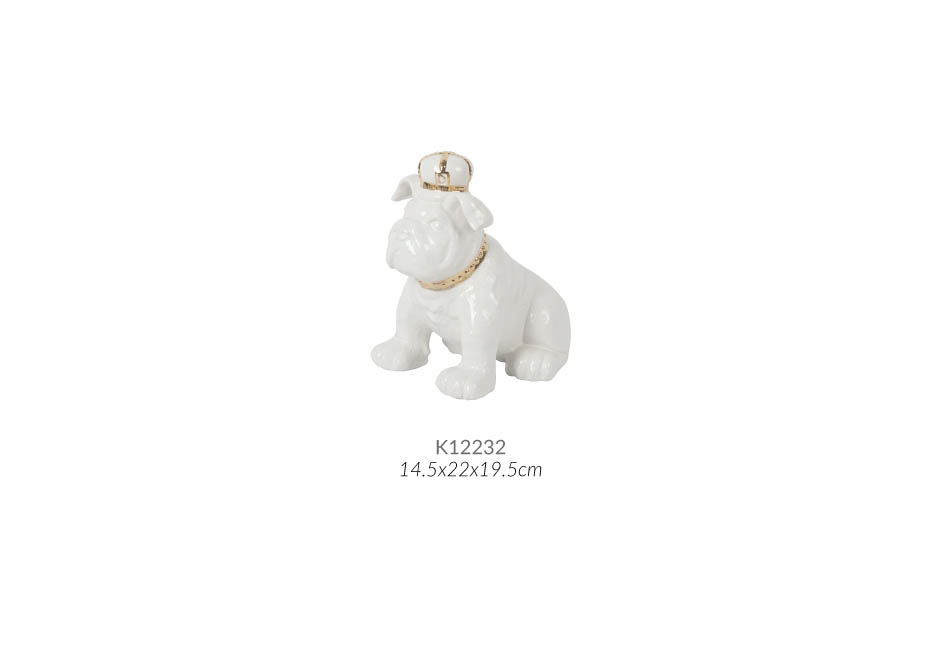 Bulldog, White, 14.5x22x19.5cm, K12232