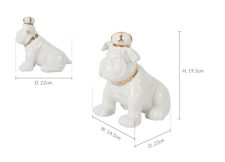 Bulldog, White, 14.5x22x19.5cm, K12232