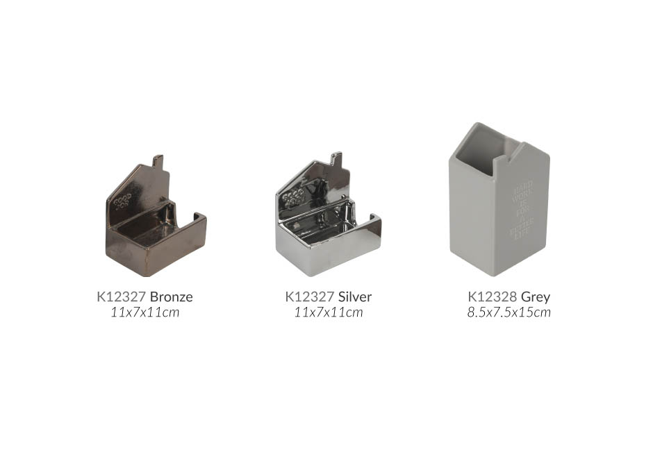 House Pen Holder, Grey, 8.5×7.5x15cm, K12328