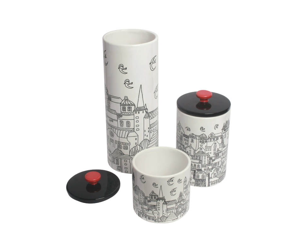 Cylinder w.Lid, White, 10x10x17cm, K12410