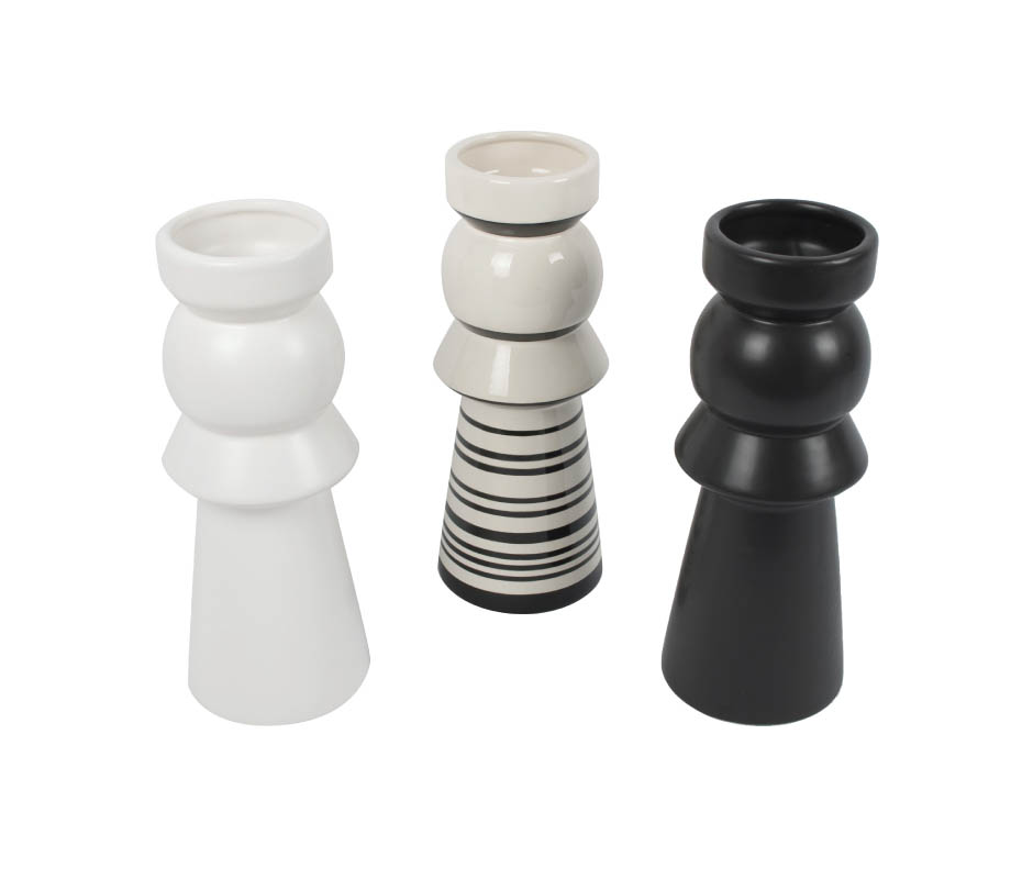 Molding Vase, Black, 10x10x27cm, K12478