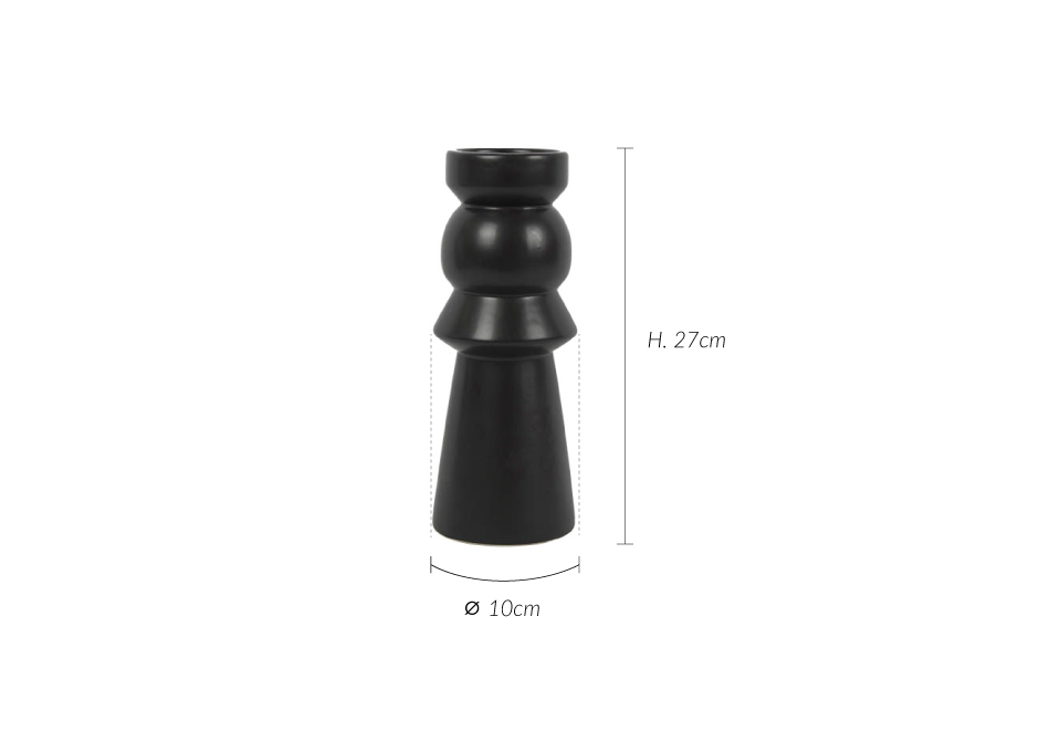 Molding Vase, Black, 10x10x27cm, K12478