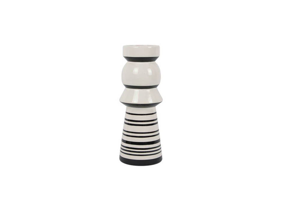 Molding Vase, Black and White, 10x10x27cm, K12478