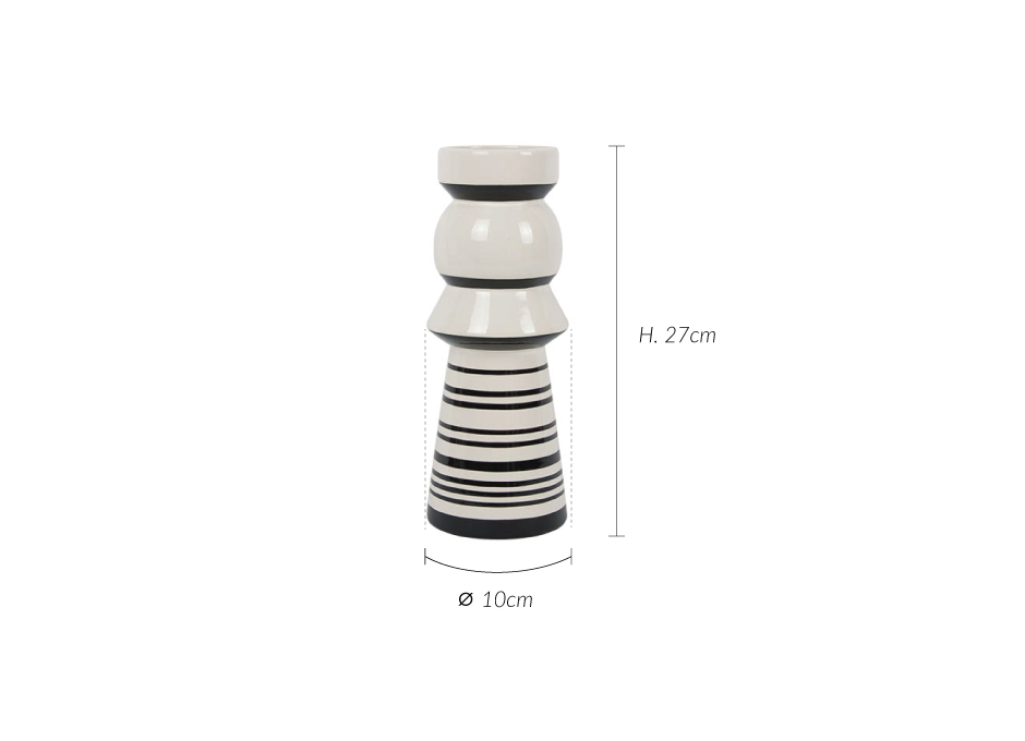 Molding Vase, Black and White, 10x10x27cm, K12478