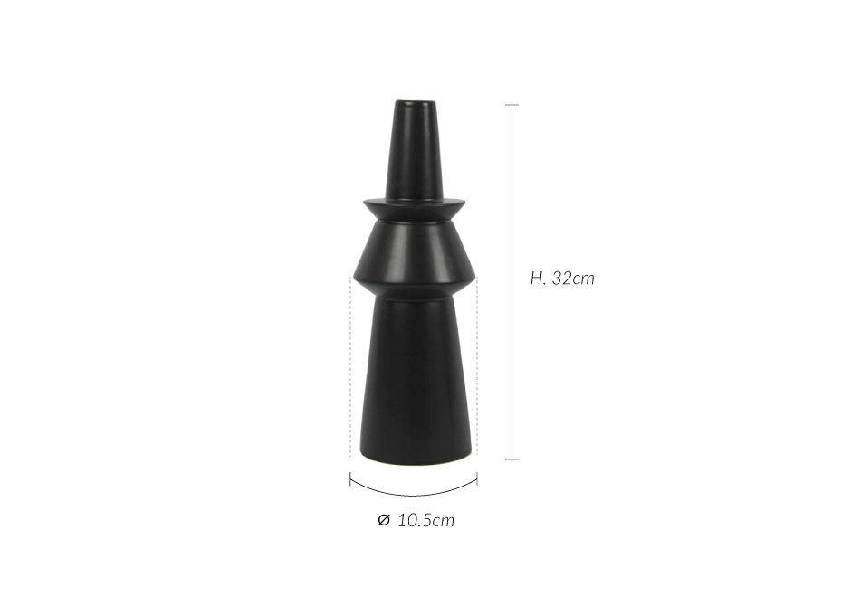 Molding Vase, Black, 10.5×10.5x32cm, K12479