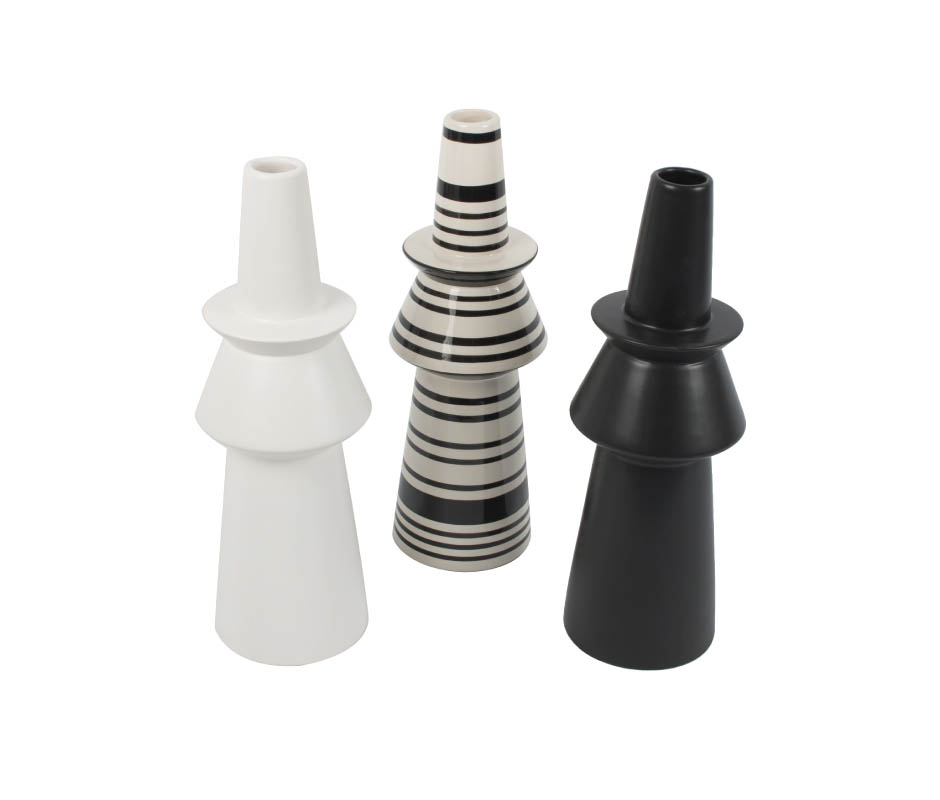 Molding Vase, Black and White, 10.5×10.5x32cm, K12479