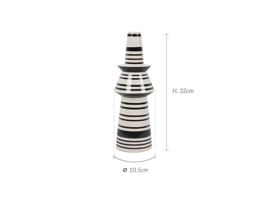 Molding Vase, Black and White, 10.5×10.5x32cm, K12479