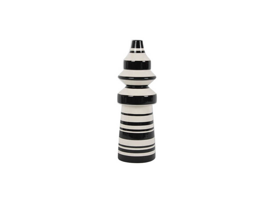 Molding Vase, Black and White, 10x10x30cm, K12480