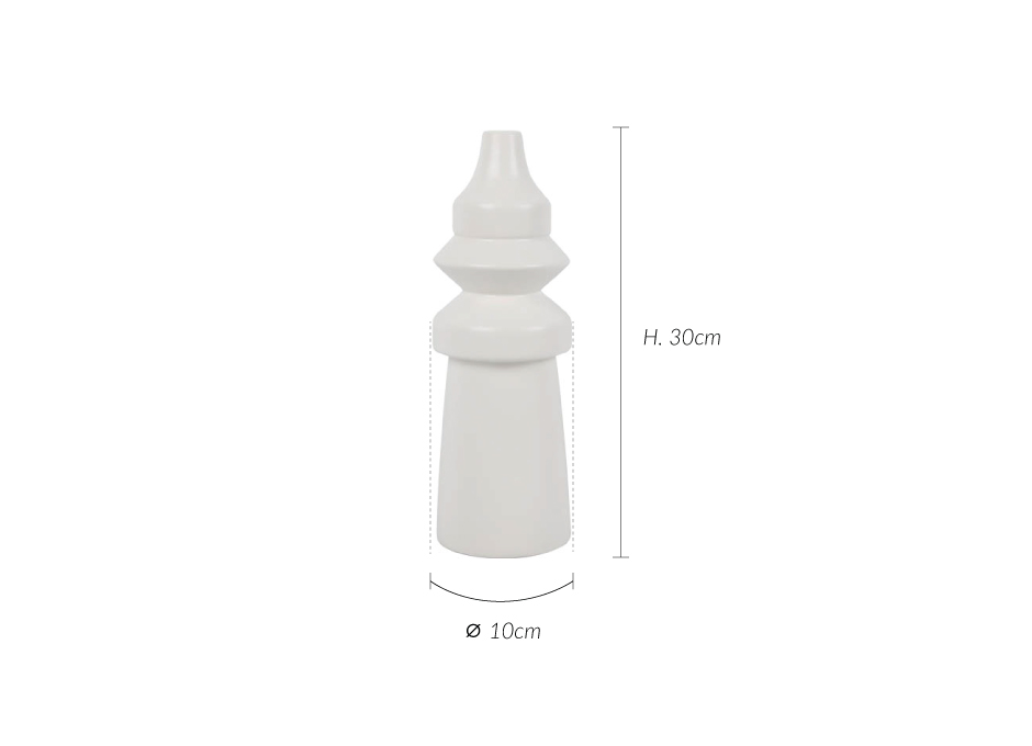 Molding Vase, White, 10x10x30cm, K12480