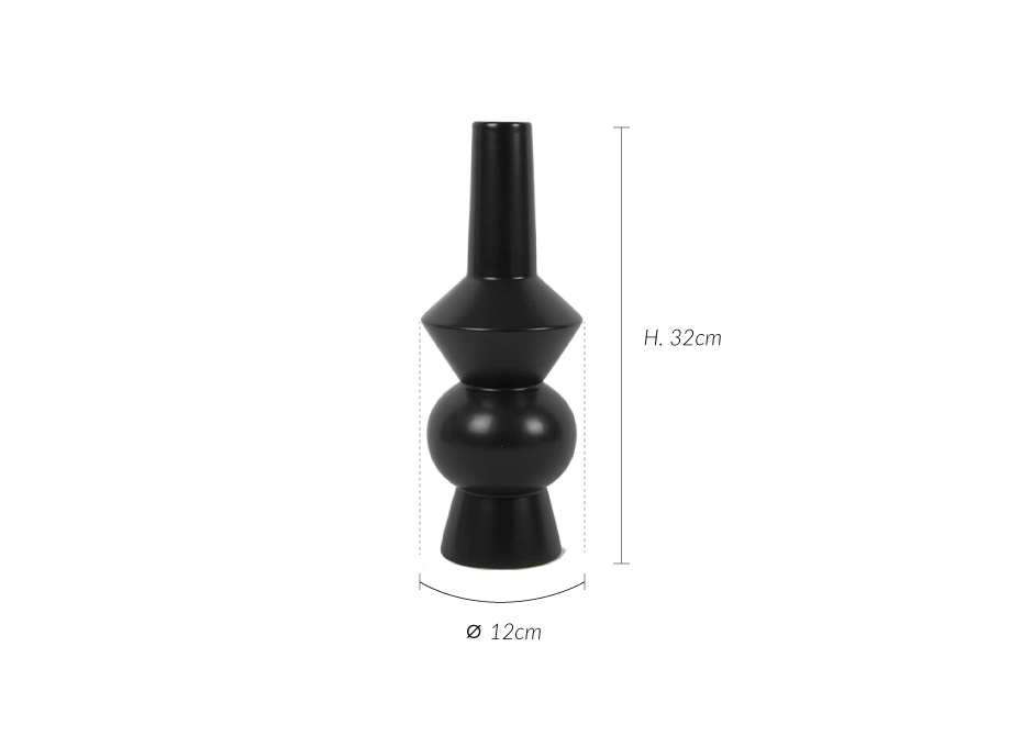 Molding Vase, Black, 12x12x32cm, K12481
