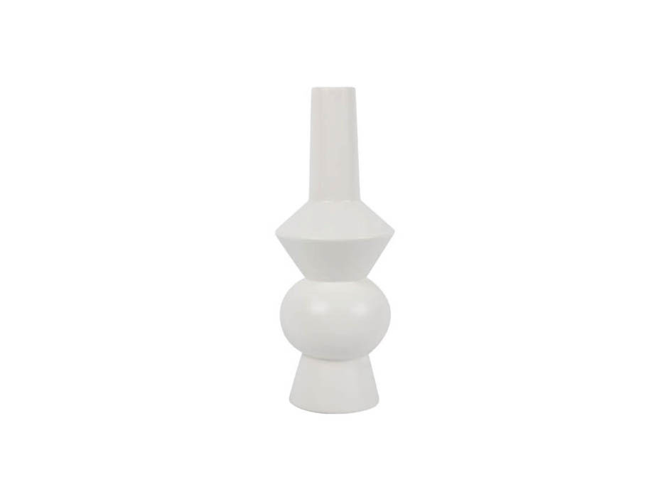 Molding Vase, White, 12x12x32cm, K12481