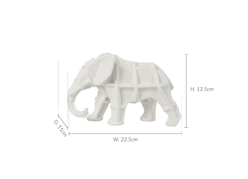 Elephant, White, 22.5x11x13.5cm, K13119
