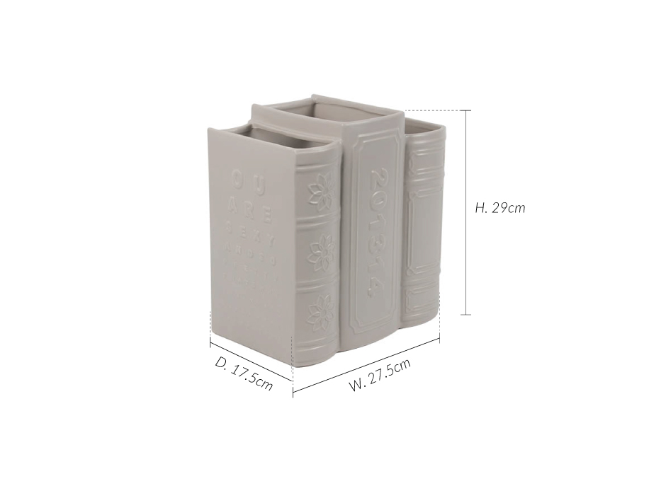 Triple Book Vase, Grey, 27.5×17.5x29cm, K13252
