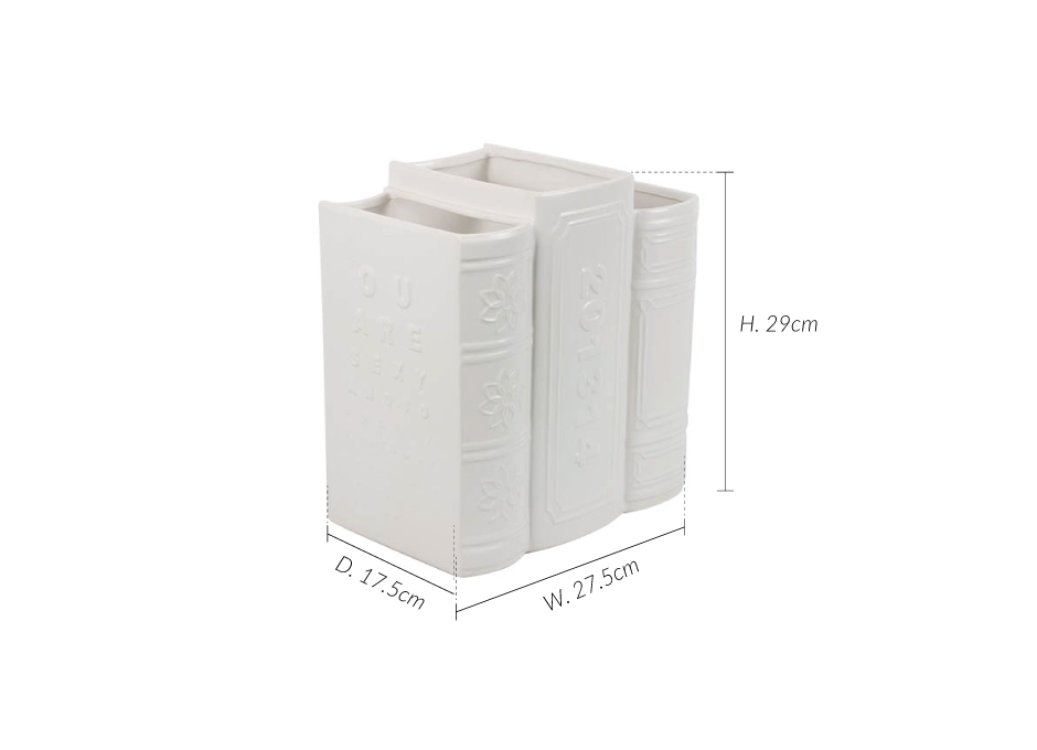 Triple Book Vase, White, 27.5×17.5x29cm, K13252