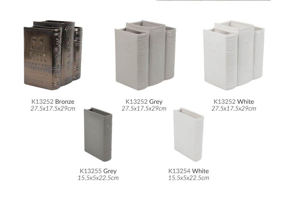 Book Vase LOVE, Grey, 15.5x5x22.5cm, K13255