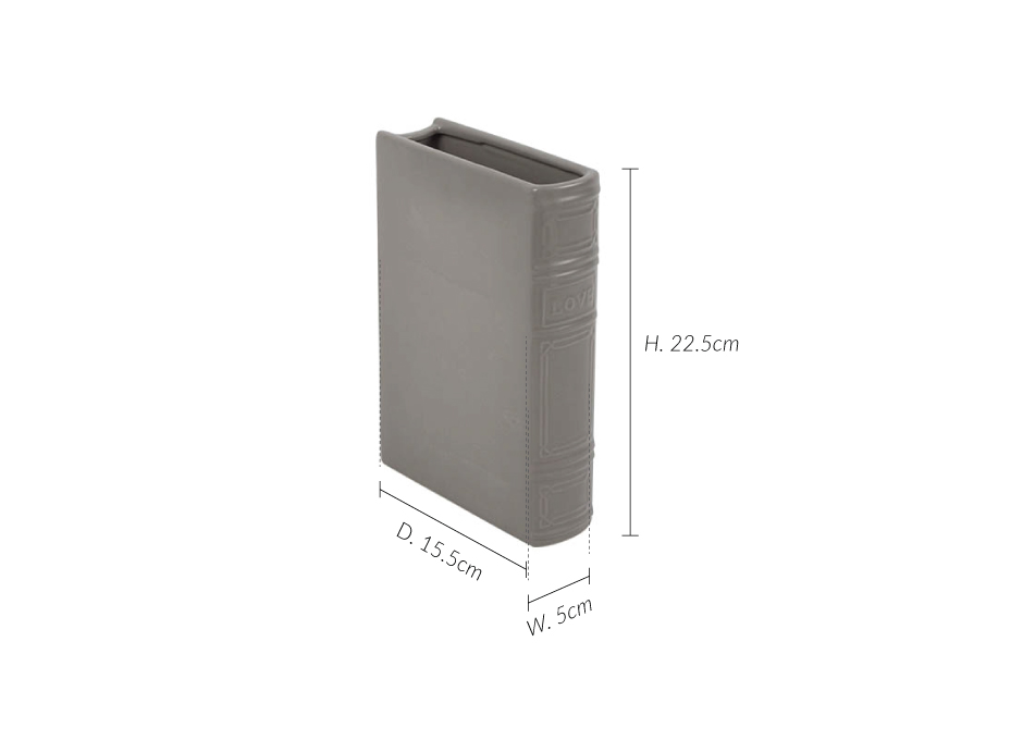 Book Vase LOVE, Grey, 15.5x5x22.5cm, K13255