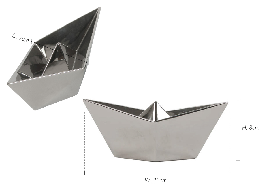 Paper Boat, Silver, 20x9x8cm, K13376