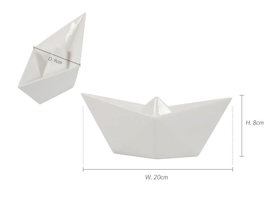 Paper Boat, White, 20x9x8cm, K13376